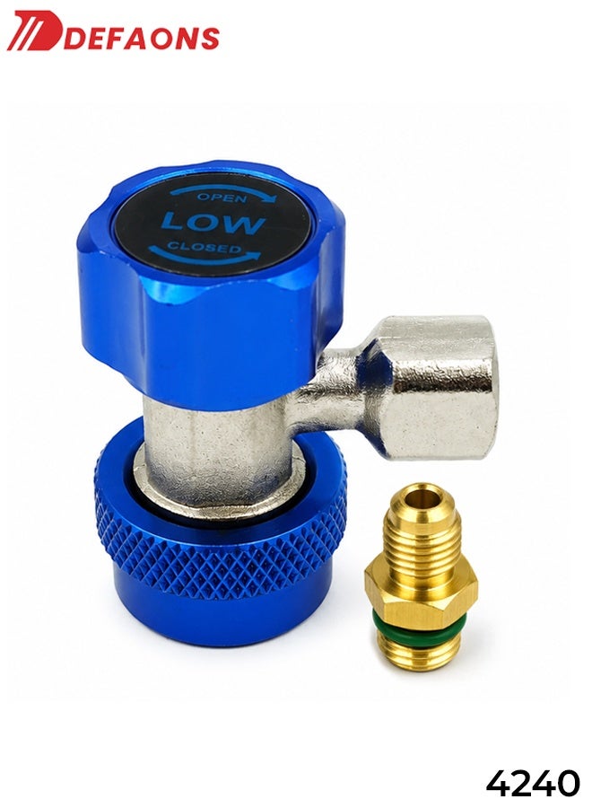 DEFAONS 4240 Adjustable Quick Coupler for Car AC Refrigerant Charging, Low Side R134A AC Connector Adapter with Quick Connect Valve for Automotive Air Conditioning Service Tool - Image 1