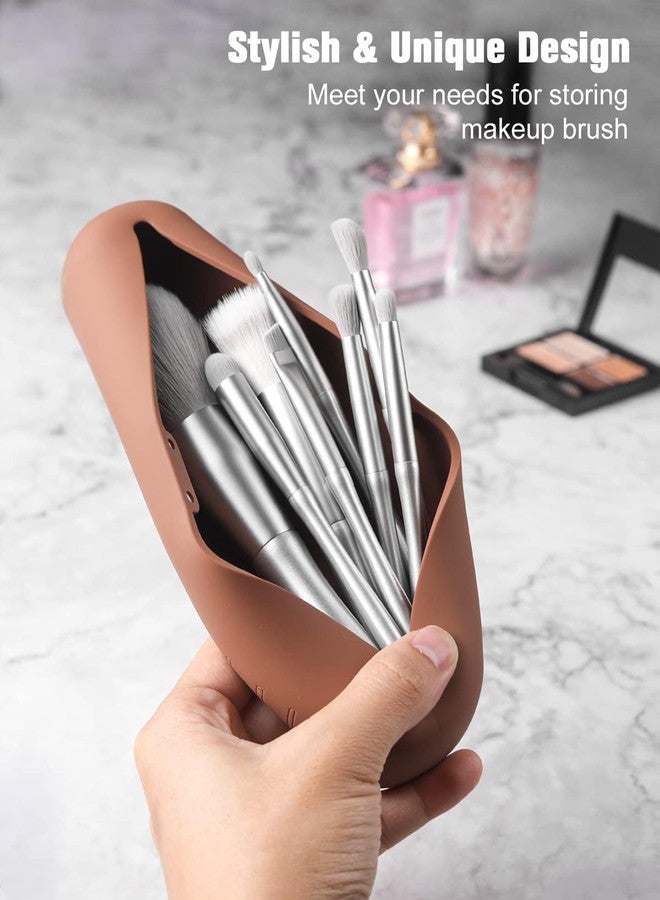 Stavae Travel Makeup Brush Holder, Silicon Trendy and Portable Cosmetic Face Brushes Holder, Soft and Sleek Makeup Tools Organizer for Travel(Multi Colour) - Image 4