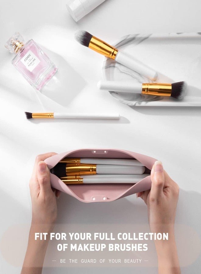 Stavae Travel Makeup Brush Holder, Silicon Trendy and Portable Cosmetic Face Brushes Holder, Soft and Sleek Makeup Tools Organizer for Travel(Multi Colour) - Image 3