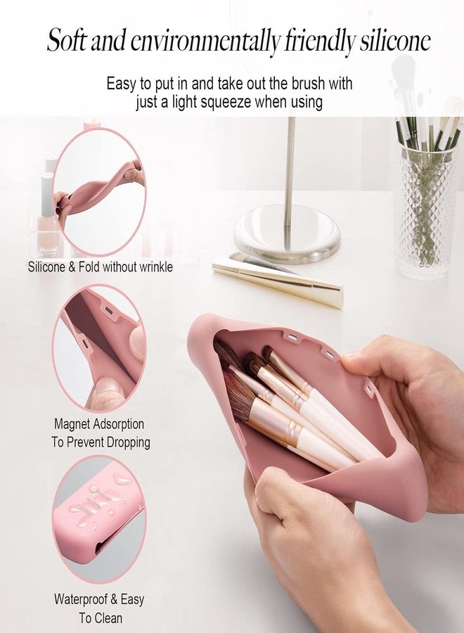 Stavae Travel Makeup Brush Holder, Silicon Trendy and Portable Cosmetic Face Brushes Holder, Soft and Sleek Makeup Tools Organizer for Travel(Multi Colour) - Image 2