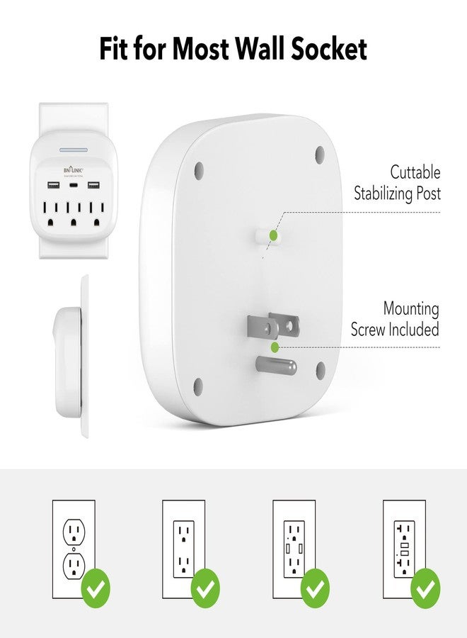 BN-LINK Multi Plug Outlet Extender with USB, Surge Protector Outlet with 3 AC Outlet Splitter and 3 USB Ports (1 USB C), Multi Plug Wall Outlet for Dorm, School, Travel, Office, Home, Travel, 1 Pack - Image 4