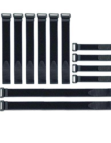 TSGANDHI Cables Strap Cable Ties 16 inch 470mm Adjustable Multipurpose Hook and Loop Securing Straps of Wire Tie Curtain Maker Straps Belts Holders Pack of 10 Black 16mm470mm  - Image 1