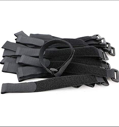 TSGANDHI Cables Strap Cable Ties 16 inch 470mm Adjustable Multipurpose Hook and Loop Securing Straps of Wire Tie Curtain Maker Straps Belts Holders Pack of 10 Black 16mm470mm  - Image 2