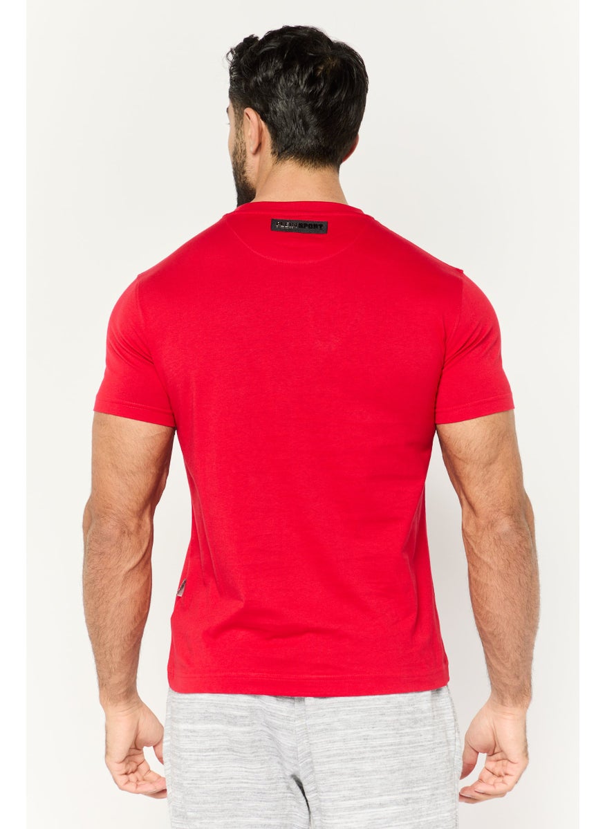 Plein Sport - Men Sportswear Fit Short Sleeve Outdoor T Shirt, Red - Image 1