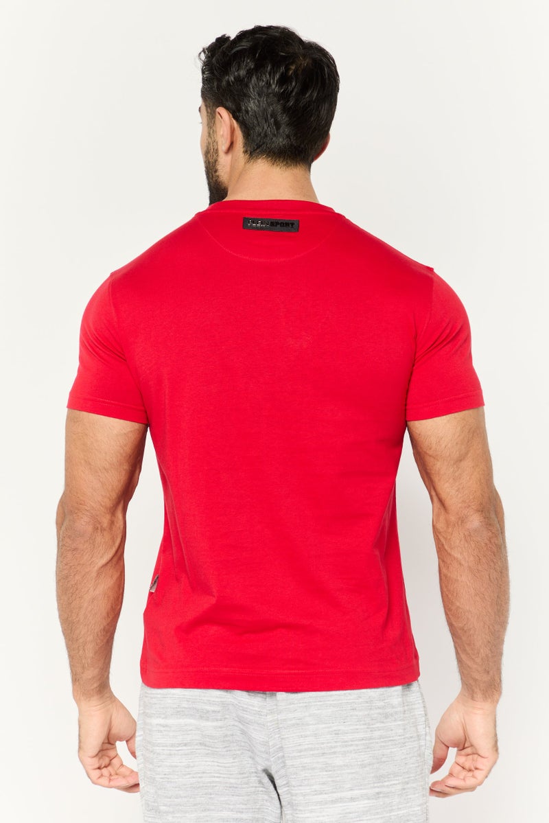 PHILIPP PLEIN Plein Sport Men Sportswear Fit Short Sleeve Outdoor T Shirt, Red - Image 4