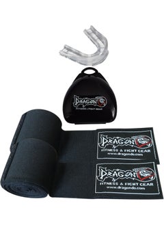 Boxing Bandage Elastic Bandage (Pair) and Mouthguard Set of 2