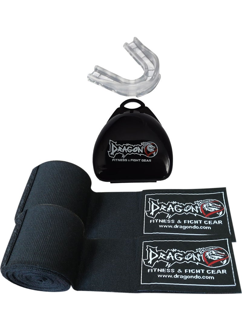 Dragon Boxing Bandage Elastic Bandage (Pair) and Mouthguard Set of 2  - Image 1
