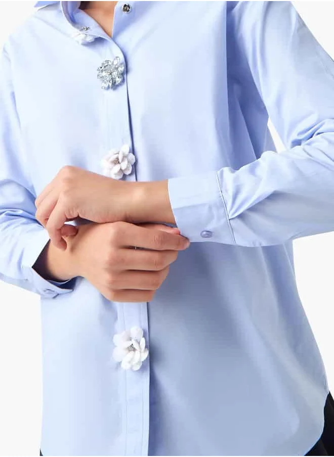 2Xtremz 2Xtremz Floral Accent Shirt with Long Sleeves