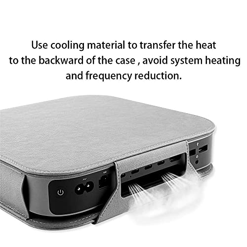 Oaky Mac Mini Case Compatible with Mac Mini M2, M2 Pro 2023 [ Shock Absorbent ] Pouches PU Leather Kickstand Wallet Cover Durable Protect Flip Case for Apple Mac Mini Cover - Grey - Image 3