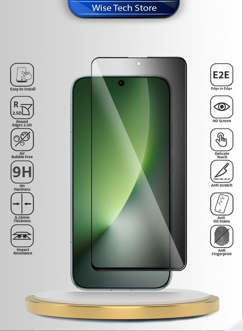 دبليو تيك حافظ شاشة زجاجي مقوى كامل بحماية الخصوصية بالكامل من سلسلة Honor Magic8 5G 2025 Premium E2E (MSGECP) - شفاف/أسود - Image 2