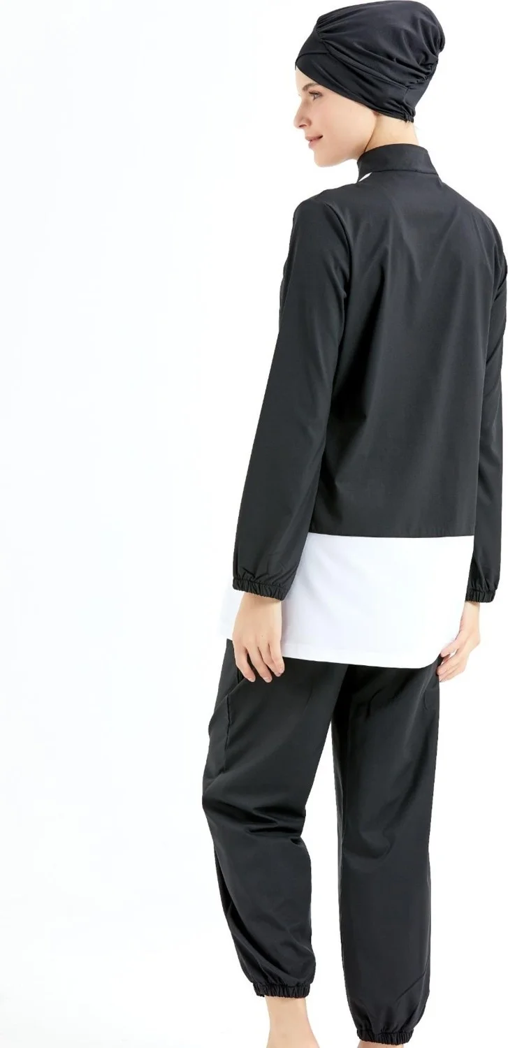 C&city Fully Covered 4-Piece Hijab Swimsuit 4130 Black/white
