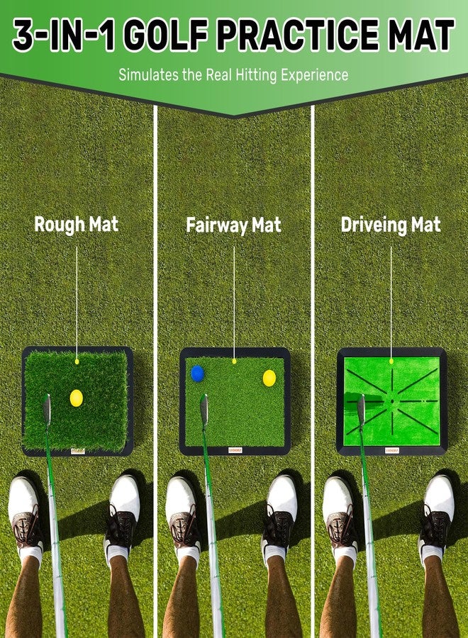 LYDARZ Golf Hitting Mats Training Equipment, Golf Practice Mat with Instant Swing Path Feedback, 3 Replaceable Golf Training Mats with No-Slip Heavy Duty Rubber Base - Image 5