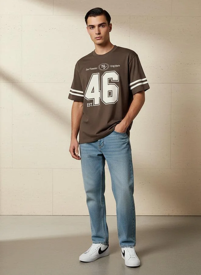 اس بي كاركترز Men Regular Fit Crew Neck Short Sleeve San Francisco Forty Niners Print T shirt