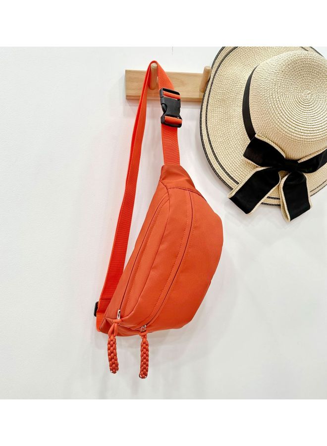 Japanese-style Canvas Chest Bag Women's Ins Casual Simple Crossbody Bag 2024 Student Boys Small Bag All-match Waist Bag-Color:orange Red-Dimensions:8 Inches - Image 1