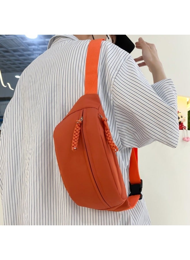 Japanese-style Canvas Chest Bag Women's Ins Casual Simple Crossbody Bag 2024 Student Boys Small Bag All-match Waist Bag-Color:orange Red-Dimensions:8 Inches - Image 5