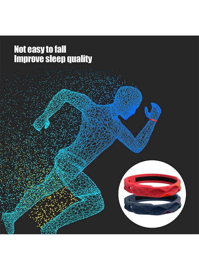 Generic 2Pcs Anti Static Wrist Strap Adjustable Silicone Antistatic Wristbands Improve Sleep Winter Electrostatic Removal Bracelet Unisex Silicone Balance Energy Waterproof Sports Bracelets Red Blue  - Image 2