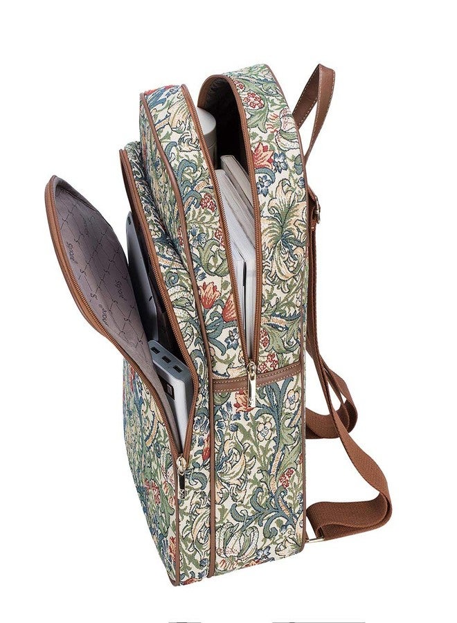 Signare Tapestry Backpack for Women Computer Rucksack Knapsack bookbags for women In Golden Lily Design (BKPK-GLILY) - Image 5