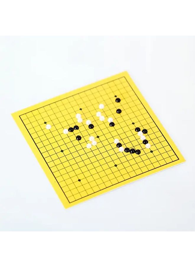 Mini Go Game Board For Dollhouse Yellow Black Checkered Grid With Stones - Image 1