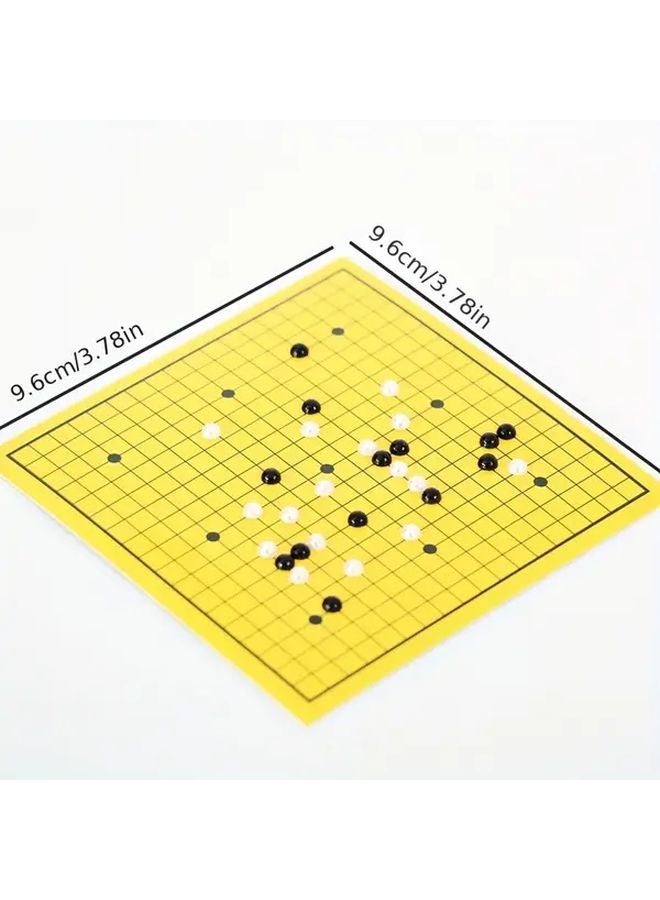 Mini Go Game Board For Dollhouse Yellow Black Checkered Grid With Stones - Image 2