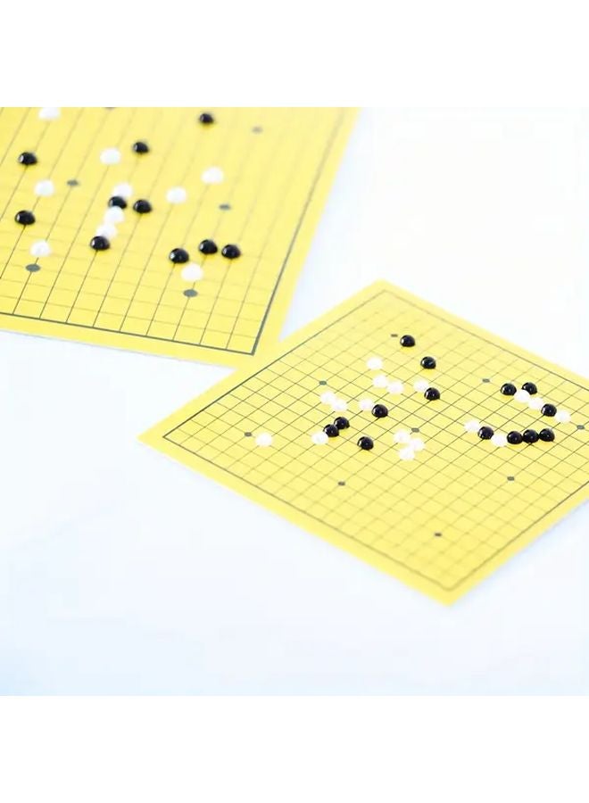 Mini Go Game Board For Dollhouse Yellow Black Checkered Grid With Stones - Image 4