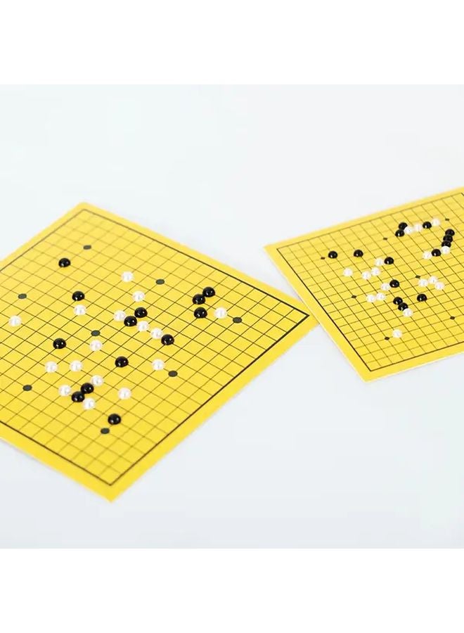 Mini Go Game Board For Dollhouse Yellow Black Checkered Grid With Stones - Image 5