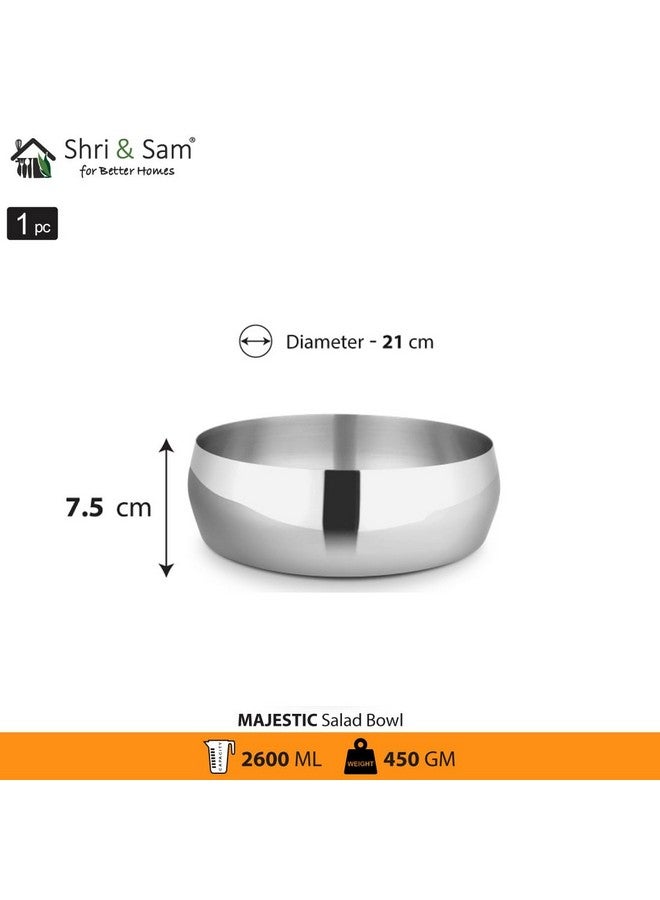 Shri & Sam Shri & Sam High Grade Stainless Steel Portis Salad Bowl 23 cm, Silver  - Image 3