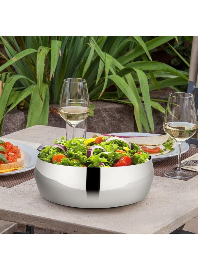 Shri & Sam Shri & Sam High Grade Stainless Steel Portis Salad Bowl 23 cm, Silver  - Image 2