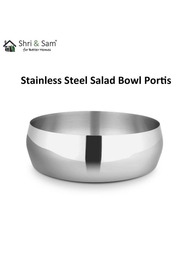 Shri & Sam Shri & Sam High Grade Stainless Steel Portis Salad Bowl 23 cm, Silver  - Image 5