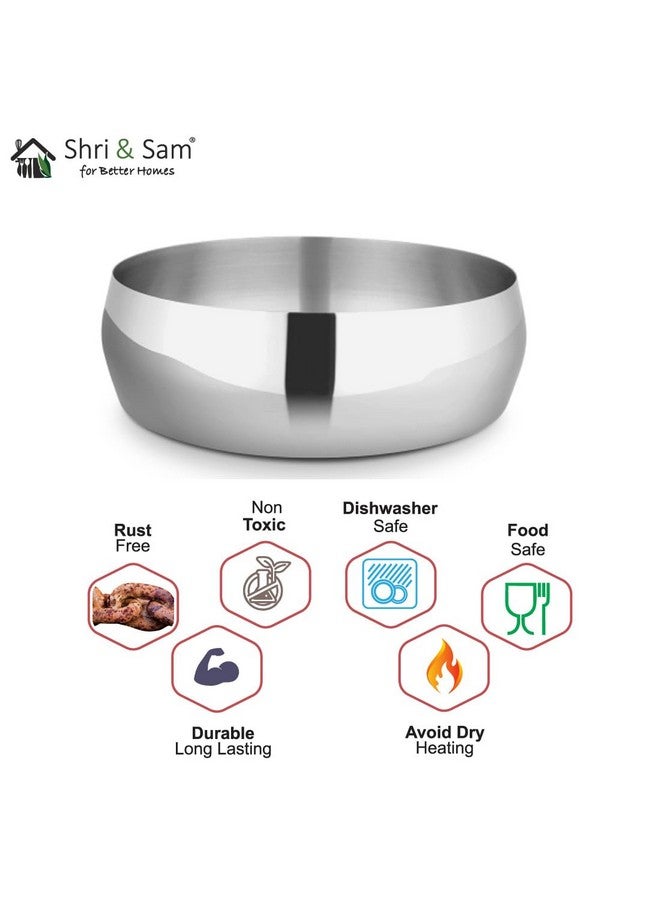 Shri & Sam Shri & Sam High Grade Stainless Steel Portis Salad Bowl 23 cm, Silver  - Image 4