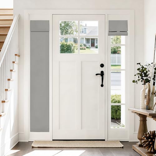 Vatge Side Door Curtains for Door Window, Tie Up Window Covering Room Darkening Privacy Shades for Sidelight/Hallway, 1 Panel, W12 x L70, Silver Gray - Image 1