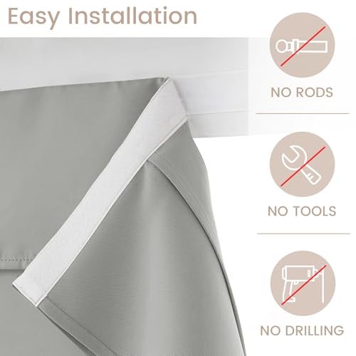 Vatge Side Door Curtains for Door Window, Tie Up Window Covering Room Darkening Privacy Shades for Sidelight/Hallway, 1 Panel, W12 x L70, Silver Gray - Image 2