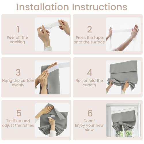 Vatge Side Door Curtains for Door Window, Tie Up Window Covering Room Darkening Privacy Shades for Sidelight/Hallway, 1 Panel, W12 x L70, Silver Gray - Image 3