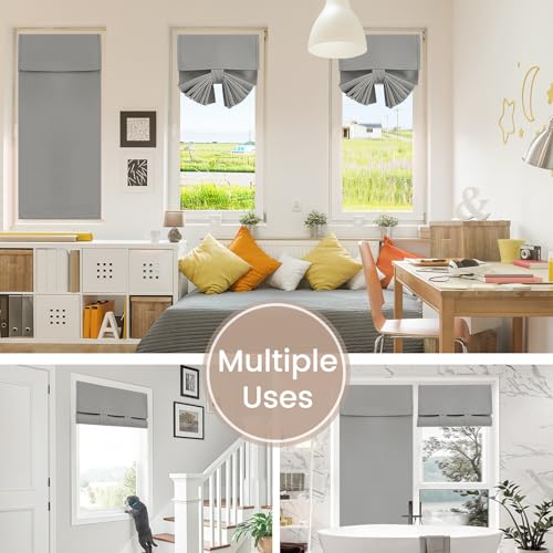 Vatge Side Door Curtains for Door Window, Tie Up Window Covering Room Darkening Privacy Shades for Sidelight/Hallway, 1 Panel, W12 x L70, Silver Gray - Image 5
