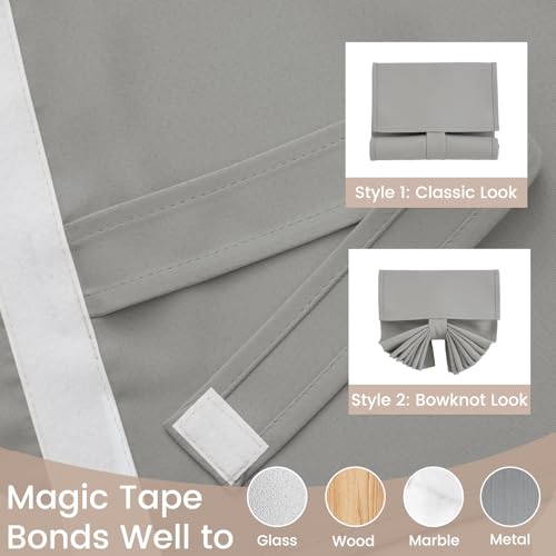 Vatge Side Door Curtains for Door Window, Tie Up Window Covering Room Darkening Privacy Shades for Sidelight/Hallway, 1 Panel, W12 x L70, Silver Gray - Image 4