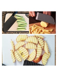 Cool Baby COOLBABY Crinkle Potato Cutter - Stainless Steel French Fries Slicer Handheld Chipper Chopper Potato Carrot Chopping Knife Home Kitchen Wavy Blade Cutting Tool Large Size 2.9" x 11.8"  - Image 2