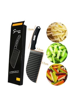 Cool Baby COOLBABY Crinkle Potato Cutter - Stainless Steel French Fries Slicer Handheld Chipper Chopper Potato Carrot Chopping Knife Home Kitchen Wavy Blade Cutting Tool Large Size 2.9" x 11.8"  - Image 4