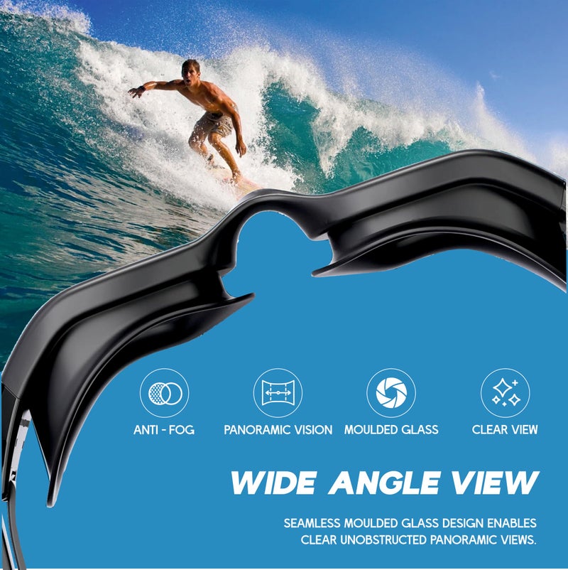 KONEX Anti Fog Swimming Goggles with UV Protection for Men & Women | Wide Angle View with Anti Leak Technology | Comes with Attached Ear Plugs | Ideal for Children & Adult (Blue) - Image 5