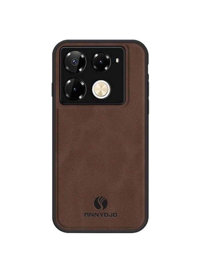 general Case Compatible with Infinix Note 40 Pro, Matte Plain Leather Case Built-in Metal Fits Car Mount Holder, Shockproof Protective Cover Infinix Note 40 Pro 4G/5G - Image 1