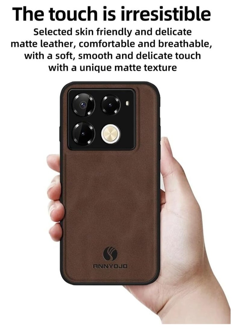 general Case Compatible with Infinix Note 40 Pro, Matte Plain Leather Case Built-in Metal Fits Car Mount Holder, Shockproof Protective Cover Infinix Note 40 Pro 4G/5G - Image 4