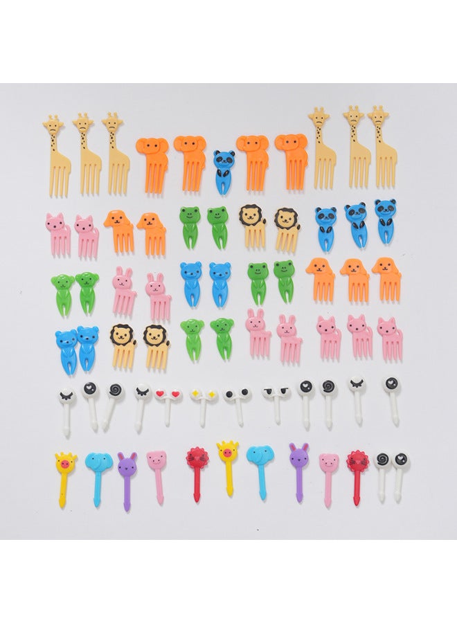 Cross-border Cartoon Animal Fruit Fork Fruit Plate Fruit Sign Multi-resin Environmental Protection Toothpick Bento Sign Color Plastic Sign-Specifications:6pc Hat Boxed  - Image 5