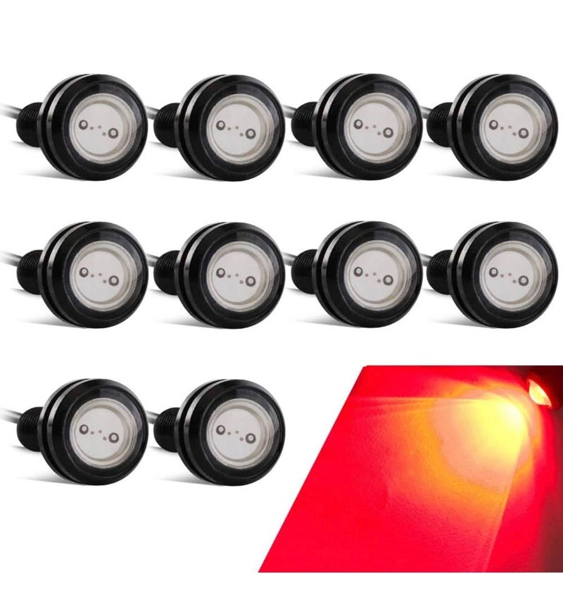 AUTO MT 18mm Eagle Eye Led Lights High Power 9W Red Daytime Running Light Car Motorcycle DRL Car Accessories Marker Light Fog Lamp Backup Marker Light (10PC RED 9W Eagle Eye Led Lights) - Image 1