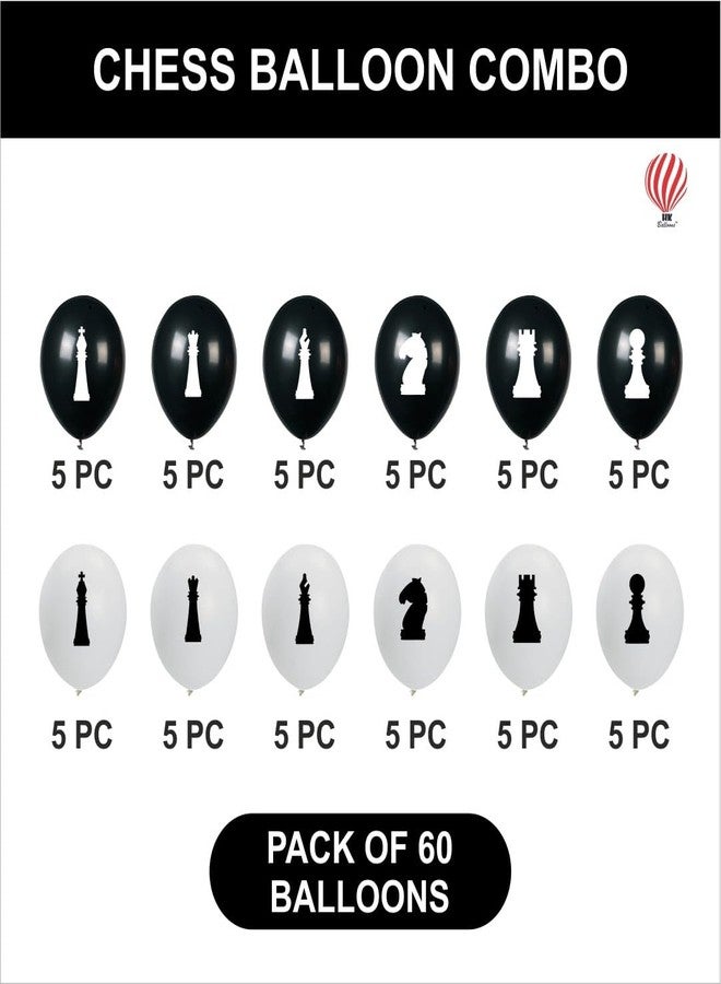 Hk Balloons Chess Them Black & White Themed Balloons Chess Them Party For Kids Birthday Decoration Balloons Kit Set Item 60Pcs - Image 2
