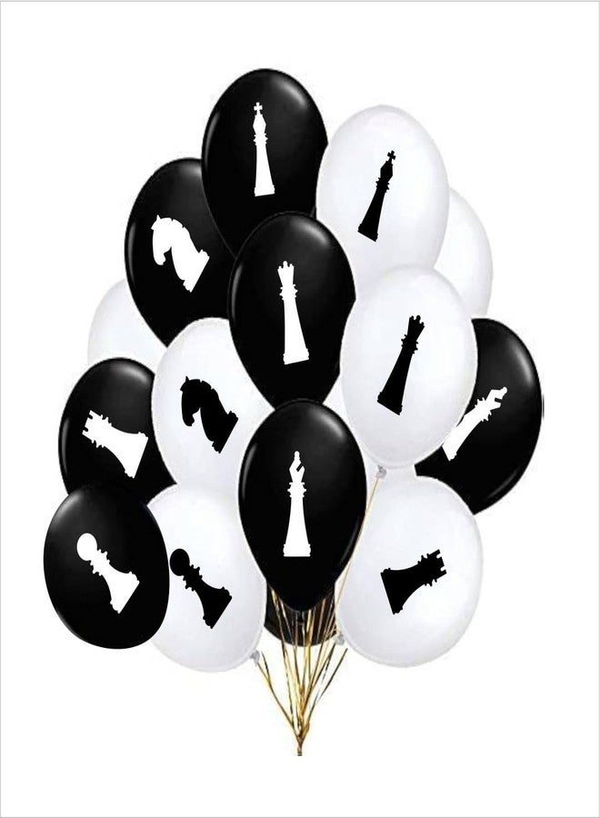 Hk Balloons Chess Them Black & White Themed Balloons Chess Them Party For Kids Birthday Decoration Balloons Kit Set Item 60Pcs - Image 1