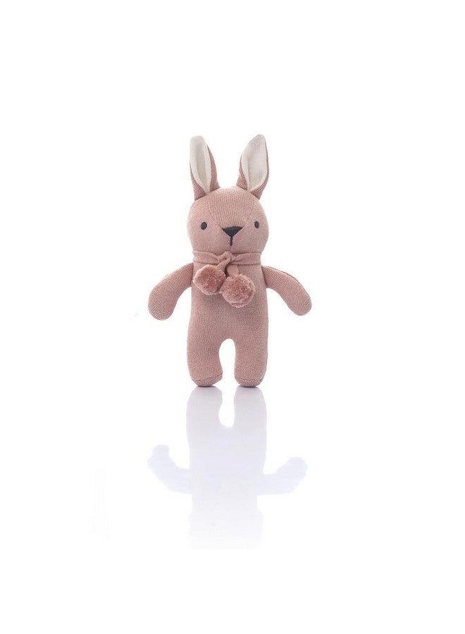 Pluchi Toto Bear Cotton Knitted Stuffed Soft Rattle Toys (20cm X 12cm) (Pink Melange) - Image 1