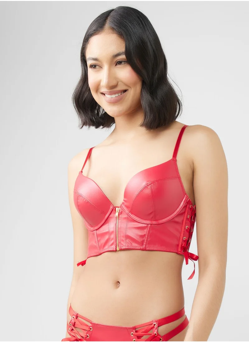 hunkemoller Lace Detail Strap Pushup Plunge Bra