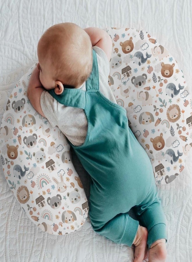 ZoUbqchY Boho Cute Watercolor Baby Nursing Pillow Covers for Boy Girl Bear Lion Koala Bunny Nursing Pillow Slipcovers for Breastfeeding Pillows Neutral Animal Soft Stretchy Removable Covers for Newborn Infant - Image 2