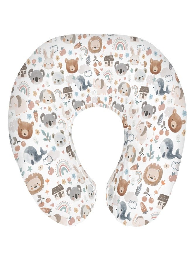 ZoUbqchY Boho Cute Watercolor Baby Nursing Pillow Covers for Boy Girl Bear Lion Koala Bunny Nursing Pillow Slipcovers for Breastfeeding Pillows Neutral Animal Soft Stretchy Removable Covers for Newborn Infant - Image 1