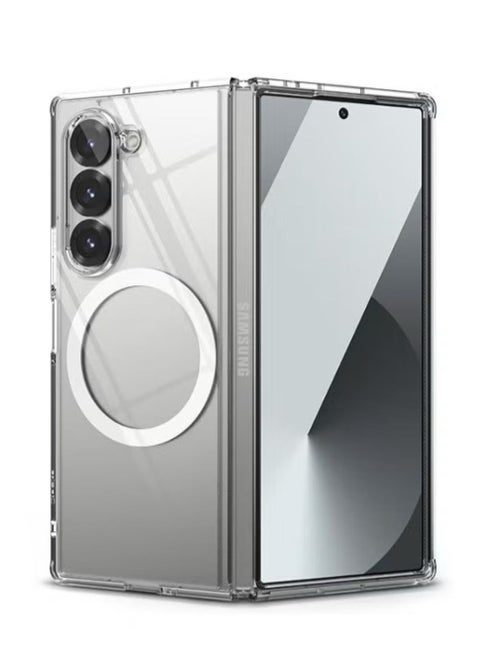 Samsung Galaxy Z Fold 6, Magnetic Case, Compatible with MagSafe Wireless Charging, Anti-Scratch Bumper Cover (Clear), TPU - PC