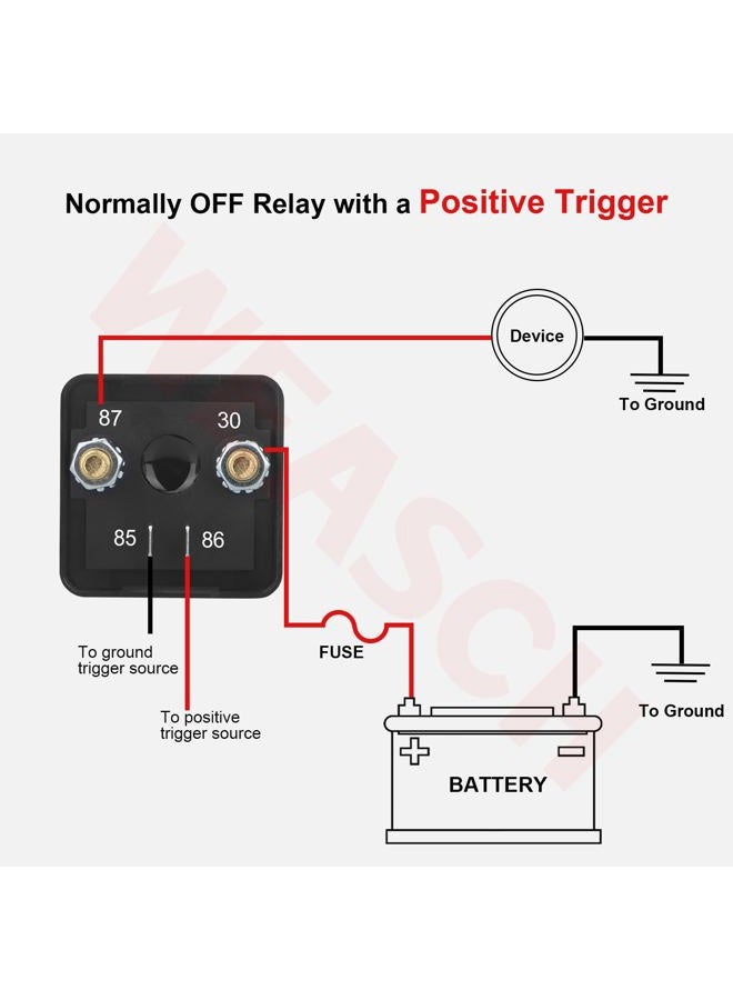Weasch Starter Relay, 24V 120A, 4 Pin SPST, Continuous Duty Relay, Car Battery Control Relay, Automotive Heavy Current Start Relay Car Relay (1) - Image 4