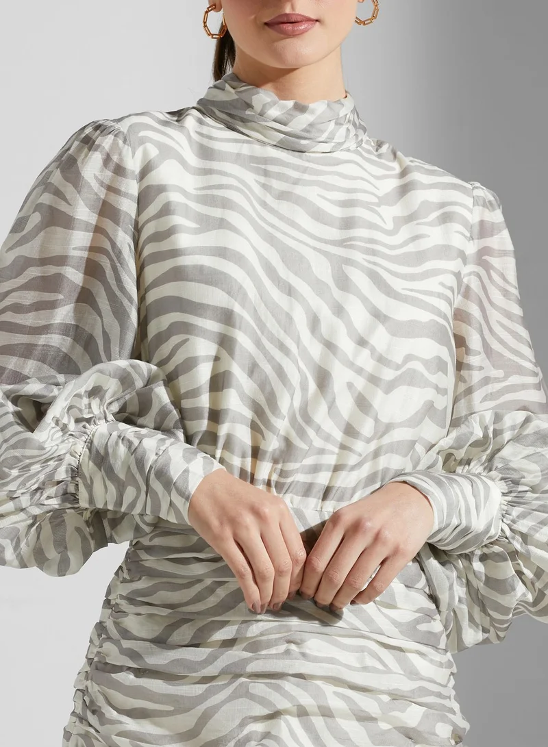 Keepsake High Neck Printed Dress
